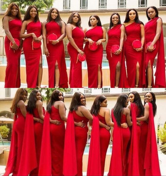arabic vintage red mermaid bridesmaid dresses one shoulder side split floor length long wedding guest dress formal maid of honor gowns, White;pink
arabic vintage red mermaid bridesmaid dresses one shoulder side split floor length long wedding guest dress formal maid of honor gowns, White;pink