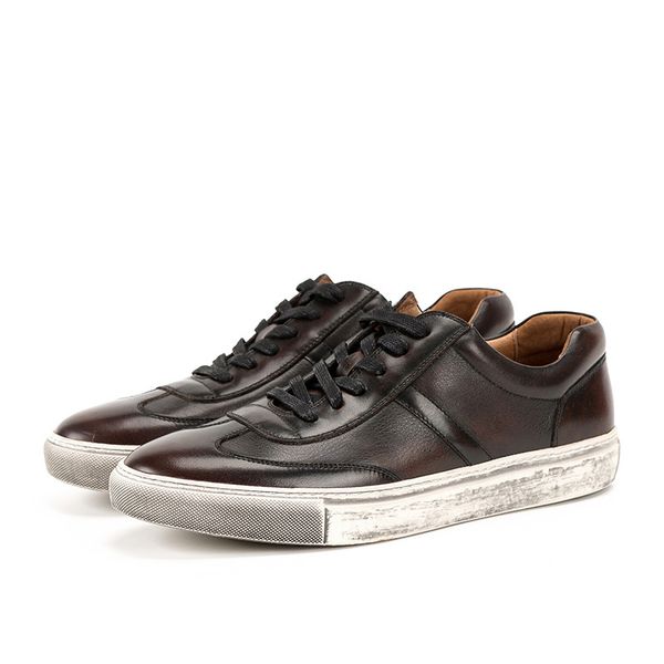 mycolen 2019 new spring/autumn casual shoes breathable men shoe handmade mens shoes for lace-up brand fashion flat male shoe, Black