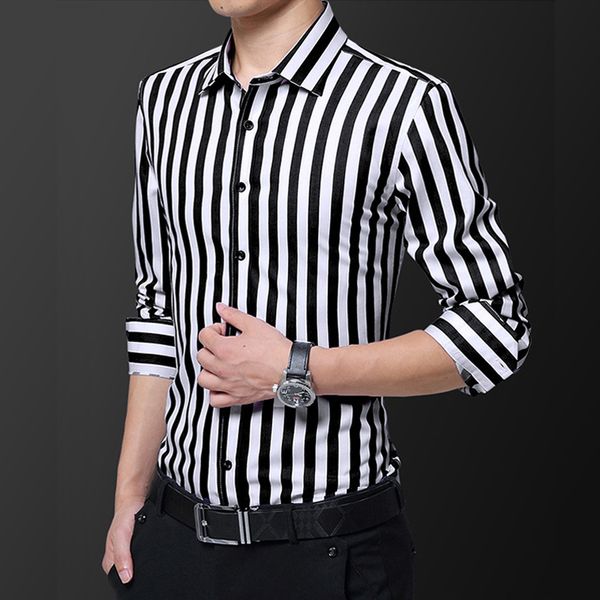 2020 autumn new men's 100% cotton striped shirt classic style business casual long sleeve shirt male brand clothes, White;black
2020 autumn new men's 100% cotton striped shirt classic style business casual long sleeve shirt male brand clothes, White;black