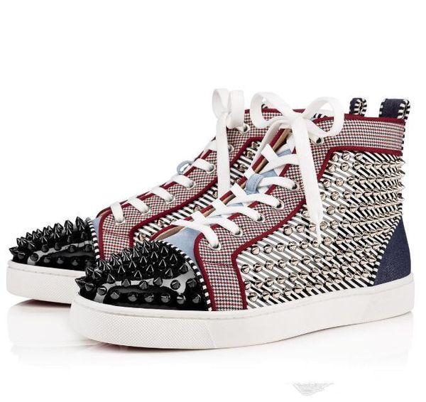 new arrive men sneakers red bottom shoes brand designer high /low stripe paint leather with spikes orlato men's flat walking shoes, Black
new arrive men sneakers red bottom shoes brand designer high /low stripe paint leather with spikes orlato men's flat walking shoes, Black