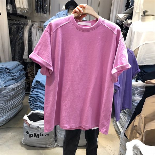 east gate 2020 round collar all-match solid color loose short sleeve t-shirt women all-match ins fashion, White
east gate 2020 round collar all-match solid color loose short sleeve t-shirt women all-match ins fashion, White