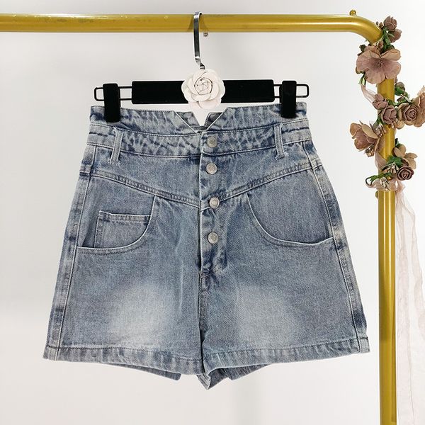 2020 summer seaside four buckle high waist light blue denim shorts women, White;black
2020 summer seaside four buckle high waist light blue denim shorts women, White;black