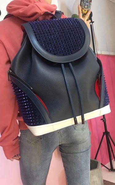 women and men genuine leather fashion lovers backpack bags famous red bottom lovers chains bag fashion studded rivets blue red
women and men genuine leather fashion lovers backpack bags famous red bottom lovers chains bag fashion studded rivets blue red