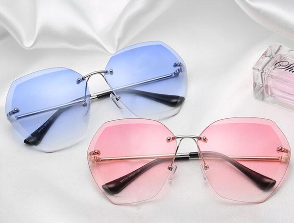 

new style women sunglasses frameless color pc lenses woman summer outdoor ocean beach goggle eyeglasses fashion sun glasses, White;black