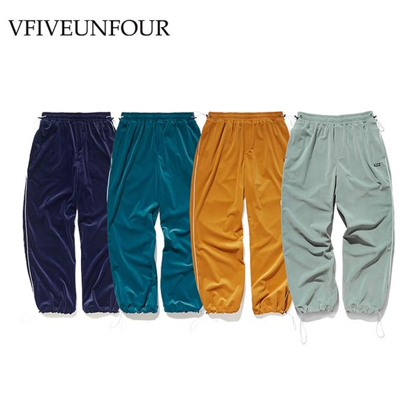 vfiveunfour 2019 men pants loose overalls solid color men track pants streetwear flannelette fabric elastic waist sweatpants, Black 
vfiveunfour 2019 men pants loose overalls solid color men track pants streetwear flannelette fabric elastic waist sweatpants, Black