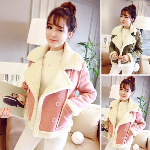 winter autumn women lambswool casual short lapel motorcycle coat jacket outwear, Tan;black
winter autumn women lambswool casual short lapel motorcycle coat jacket outwear, Tan;black