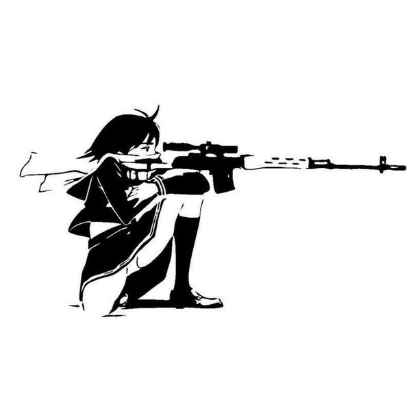 17.8*9.8cm girl with sniper gun rifle warrior fun window bumper vinyl sticker handsome and cool stickers
17.8*9.8cm girl with sniper gun rifle warrior fun window bumper vinyl sticker handsome and cool stickers