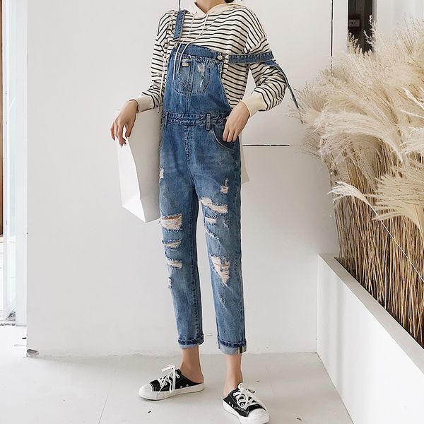 spring and autumn with holes suspender pants women's capri skinny beggar suspenders washed blue college style jeans
spring and autumn with holes suspender pants women's capri skinny beggar suspenders washed blue college style jeans
