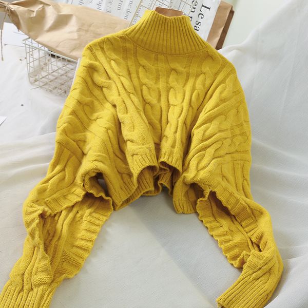 high neck sweater women's autumn winter thickened short long sleeve pullover knit sleeve opening turtleneck plus size sweater, White;black
high neck sweater women's autumn winter thickened short long sleeve pullover knit sleeve opening turtleneck plus size sweater, White;black