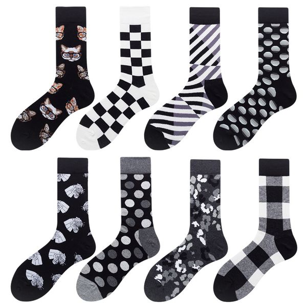 black white series men happy stockings casual geometry dots stripes plaid cat crew male novelty tube socks funny street style
black white series men happy stockings casual geometry dots stripes plaid cat crew male novelty tube socks funny street style