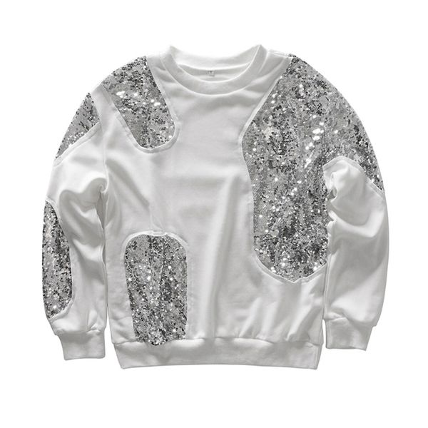 women casual style o-neck long sleeves sequin designed cotton sweatshirt white matching autumn outwear fs0652, Black 
women casual style o-neck long sleeves sequin designed cotton sweatshirt white matching autumn outwear fs0652, Black