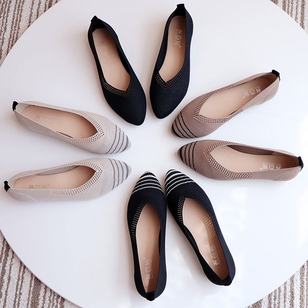 women flying woven flat shoes pointed toe hollow breathable knitted boat shoes, Black
women flying woven flat shoes pointed toe hollow breathable knitted boat shoes, Black