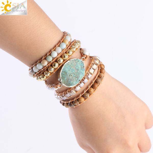csja women wrap bracelets natural stone beads ocean agates charms jewelry 5 strand girls friendship boho bracelet dropship s217, Golden;silver
csja women wrap bracelets natural stone beads ocean agates charms jewelry 5 strand girls friendship boho bracelet dropship s217, Golden;silver