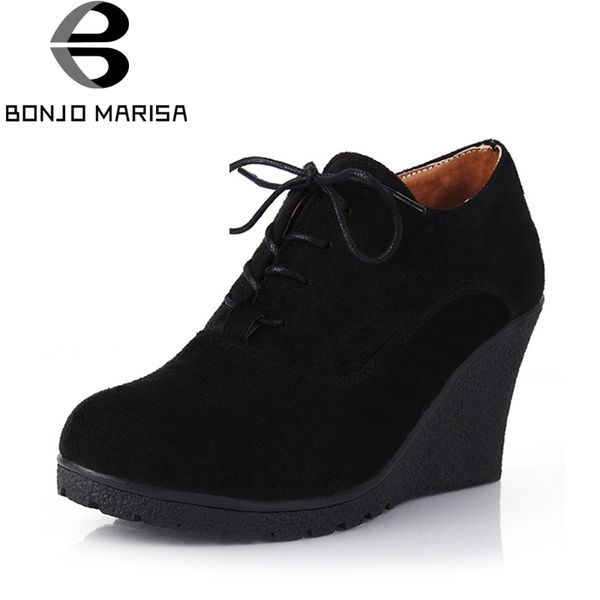 bonjomarisa high heel wedges platform pumps women lace up casual shoes woman fashion comfortable footwear, Black 
bonjomarisa high heel wedges platform pumps women lace up casual shoes woman fashion comfortable footwear, Black