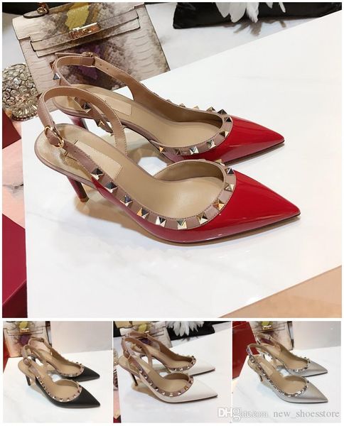 designer shoes sneakers kate styles high heels sandals heels 9cm leather point toe pumps rubber strap with studs rivets shoes, Black
designer shoes sneakers kate styles high heels sandals heels 9cm leather point toe pumps rubber strap with studs rivets shoes, Black