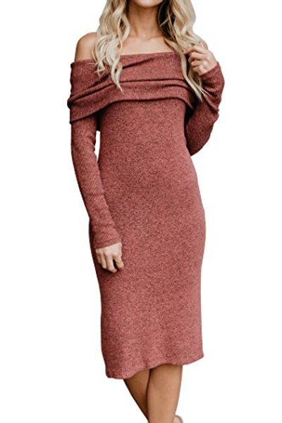 fisace womens off shoulder long sleeve midi pencil bodycon knitted sweater dress, Black;gray
fisace womens off shoulder long sleeve midi pencil bodycon knitted sweater dress, Black;gray