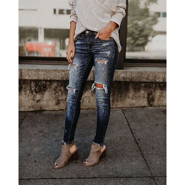europe and america selling women's jeans with holes skinny medium waist jeans women's pants, Blue
europe and america selling women's jeans with holes skinny medium waist jeans women's pants, Blue