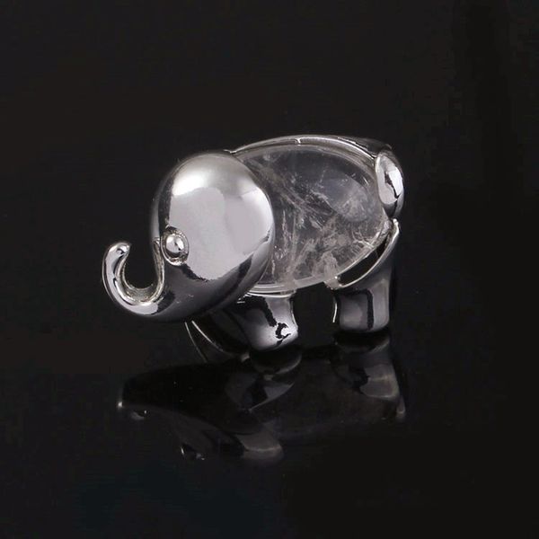 100-unique 1 pcs silver plated elephant shape adjustable finger ring with natural clear quartz jewelry, Golden;silver
100-unique 1 pcs silver plated elephant shape adjustable finger ring with natural clear quartz jewelry, Golden;silver