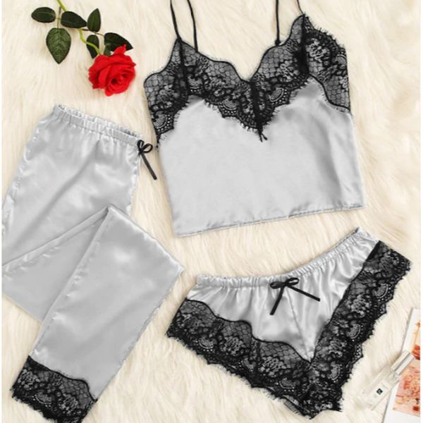 3шт женщины атласной пижамы набор кружево белье homewear ночные женские костюмы, Black;red
3шт женщины атласной пижамы набор кружево белье homewear ночные женские костюмы, Black;red