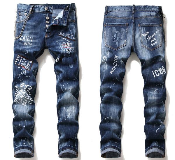 men slim fit big size jeans men's paint hole style destroyed skinny straight leg washed luxury casual regular denim pants trousers 1010, Black
men slim fit big size jeans men's paint hole style destroyed skinny straight leg washed luxury casual regular denim pants trousers 1010, Black