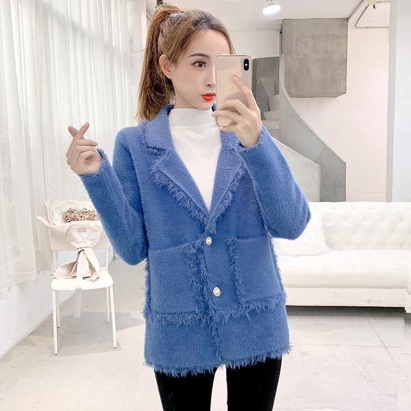 new fashion women blends coat solid slim web celebrity fringed imitated mink wool cloth with soft nap coats outerwear, Black
new fashion women blends coat solid slim web celebrity fringed imitated mink wool cloth with soft nap coats outerwear, Black