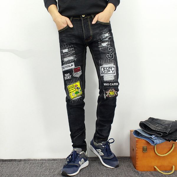 new men denim pants embroidery floral cotton straight long jeans men's stretch hole patch blue black casual slim straight jeans
new men denim pants embroidery floral cotton straight long jeans men's stretch hole patch blue black casual slim straight jeans