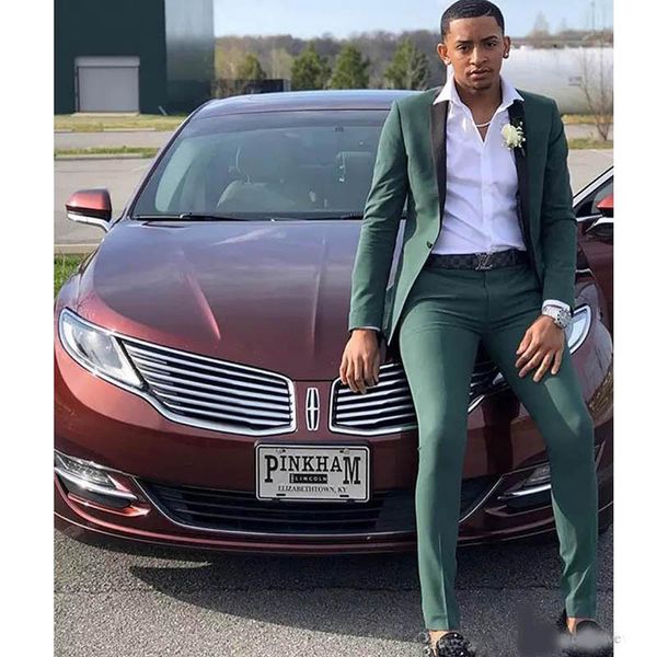 hunter green slim fit men's suits sets two pieces one button notched lapel black trim formal clothes tailor made groom wear, Black;gray
hunter green slim fit men's suits sets two pieces one button notched lapel black trim formal clothes tailor made groom wear, Black;gray