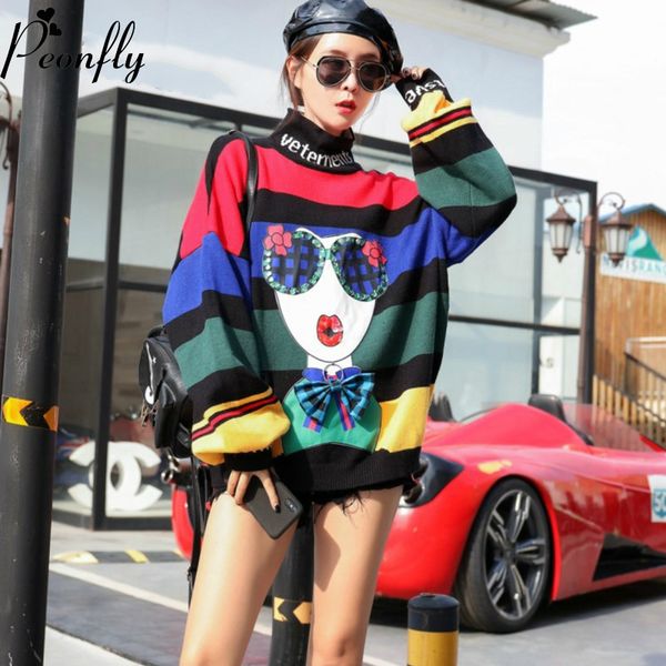 peonfly fashion new 2019 autumn winter sweater women oversize striped cartoon printed jumper loose pullover femme, White;black
peonfly fashion new 2019 autumn winter sweater women oversize striped cartoon printed jumper loose pullover femme, White;black