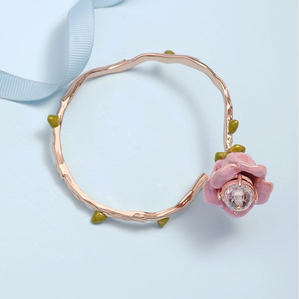 statement irregular enamel rose opening bangle bracelet for women fashion female pink flower branch adjustable bangles sl030, Black
statement irregular enamel rose opening bangle bracelet for women fashion female pink flower branch adjustable bangles sl030, Black