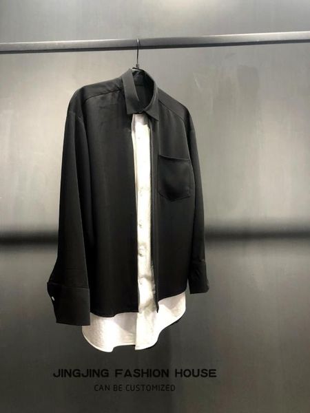 medium and long black shirt simple holiday two bottom swing shirt oversize small, White;black