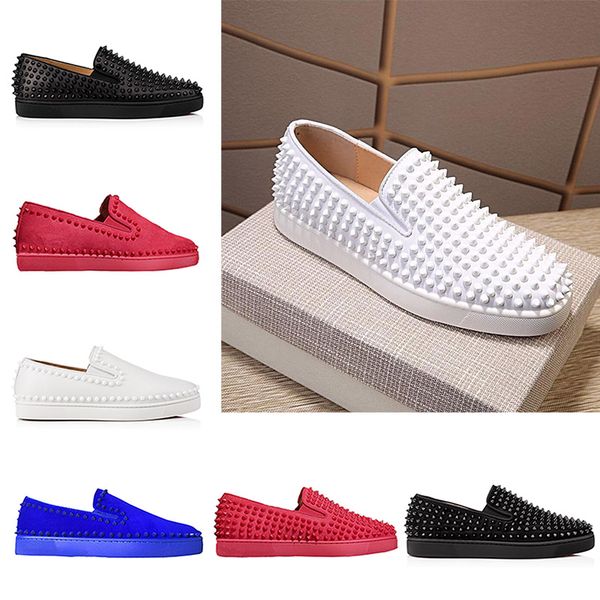 New Designer Mens Fashion Red Bottom Roller Boat Casual Shoes Low Top Spikes Loafers Suede Leather 2019 Womens Luxury Slip On Sneaker
New Designer Mens Fashion Red Bottom Roller Boat Casual Shoes Low Top Spikes Loafers Suede Leather 2019 Womens Luxury Slip On Sneaker