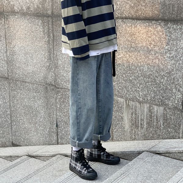 men's jeans wholesale 2021 fashion denim retro trousers korean loose trend students wild wide leg teenager straight harem pants, Blue
men's jeans wholesale 2021 fashion denim retro trousers korean loose trend students wild wide leg teenager straight harem pants, Blue