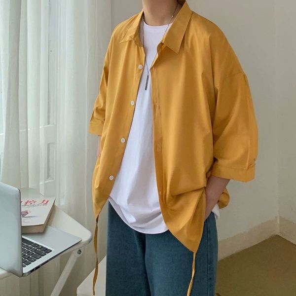 summer short-sleeved shirt men korean-style loose man shirt new fashion casual men, White;black