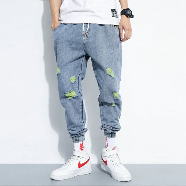 men's jeans streetwear jogger pants men hole design patchwork mens harem 2021 spring ankle-length man trousers, Blue
men's jeans streetwear jogger pants men hole design patchwork mens harem 2021 spring ankle-length man trousers, Blue