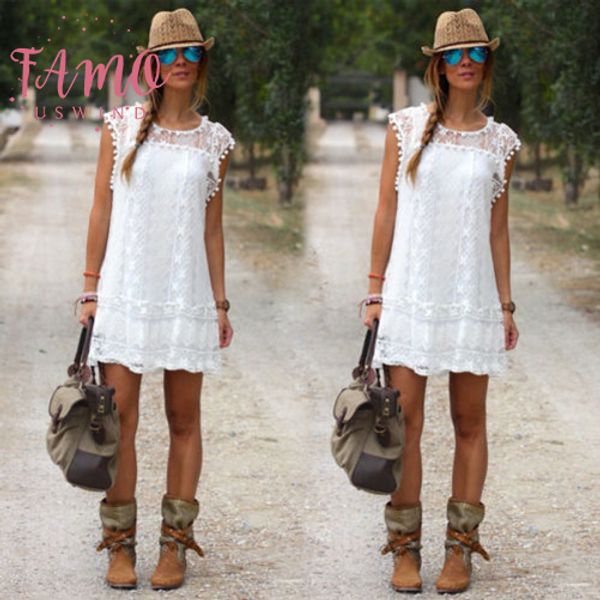 women summer short mini dress lace floral tassels sleeveless evening party sundress womens simple brief flowers soft dress, Black;gray
women summer short mini dress lace floral tassels sleeveless evening party sundress womens simple brief flowers soft dress, Black;gray