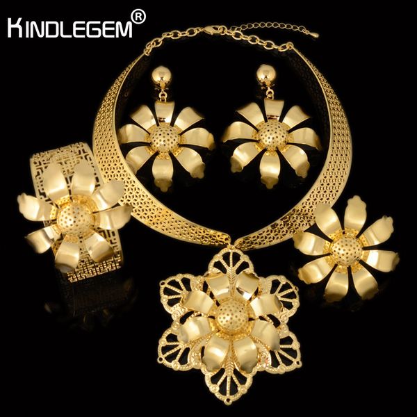 kindlegem unusual flower large necklace pendant earring bracelet ring fashion gold color women party wedding african jewelry set c18122701, Silver
kindlegem unusual flower large necklace pendant earring bracelet ring fashion gold color women party wedding african jewelry set c18122701, Silver