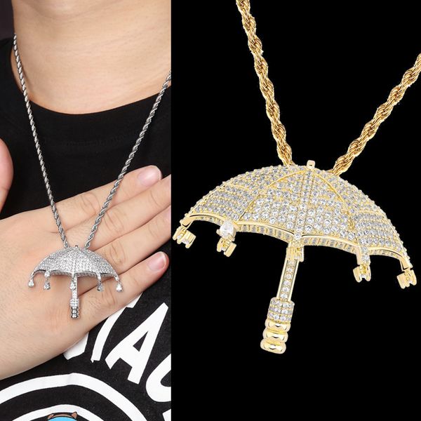new guys fashion white gold plated bling cubic zirconia umbrella pendant necklace hip hop personalized jewelry bijoux gift for men women, Silver
new guys fashion white gold plated bling cubic zirconia umbrella pendant necklace hip hop personalized jewelry bijoux gift for men women, Silver