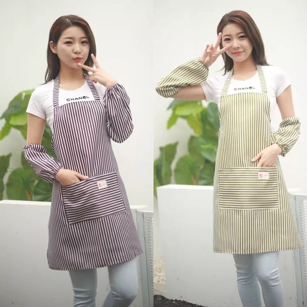 brief cotton linen stripe kitchen apron with sleeves for women chef apron baking accessories commercial restaurant bib
brief cotton linen stripe kitchen apron with sleeves for women chef apron baking accessories commercial restaurant bib
