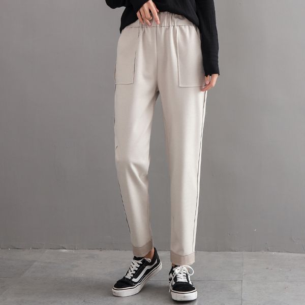 the white with embroidery harlan elastic waist big yards long leisure trousers, Blue
the white with embroidery harlan elastic waist big yards long leisure trousers, Blue
