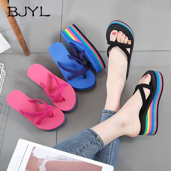 summer new wedge flip flop women slippers color matching rainbow bottom high-heeled slippers non-slip beach shoe sandals, Black
summer new wedge flip flop women slippers color matching rainbow bottom high-heeled slippers non-slip beach shoe sandals, Black