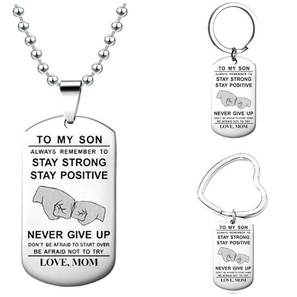 fashion carved to my son always remember english letter necklace men stainless steel dog tag pendant necklace keychain encouragement gift fo, Silver
fashion carved to my son always remember english letter necklace men stainless steel dog tag pendant necklace keychain encouragement gift fo, Silver