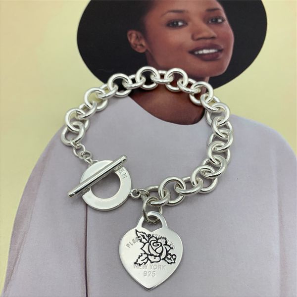 shinetung 100% s925 sterling silver circle clavicle chain heart tag rose bracelet women's exquisite high-end jewelry, Black
shinetung 100% s925 sterling silver circle clavicle chain heart tag rose bracelet women's exquisite high-end jewelry, Black
