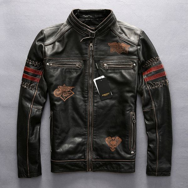 2019 men's genuine leather jacket vintage black thick cowhide slim fit motorcycle biker embroidery coat spring plus size jacket
2019 men's genuine leather jacket vintage black thick cowhide slim fit motorcycle biker embroidery coat spring plus size jacket