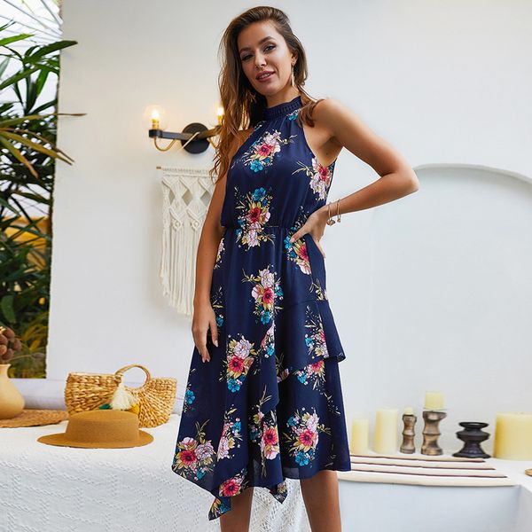 womens dress ladies prom summer bohemian printed midi fashion party irregular dress, Black;gray
womens dress ladies prom summer bohemian printed midi fashion party irregular dress, Black;gray
