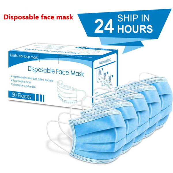 50 шт. / упак. маски для лица 3 слоя одноразовые защитные маски для лица рот антипылевые безопасные легкие дышащие маски для рта