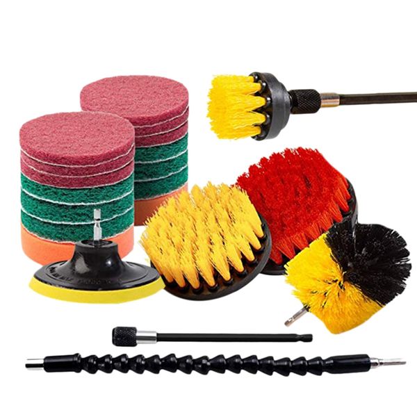 21 piece drill brush attachments set scrub pads sponge power scrubber brush with rotate extend long attachment all purpose clean
21 piece drill brush attachments set scrub pads sponge power scrubber brush with rotate extend long attachment all purpose clean