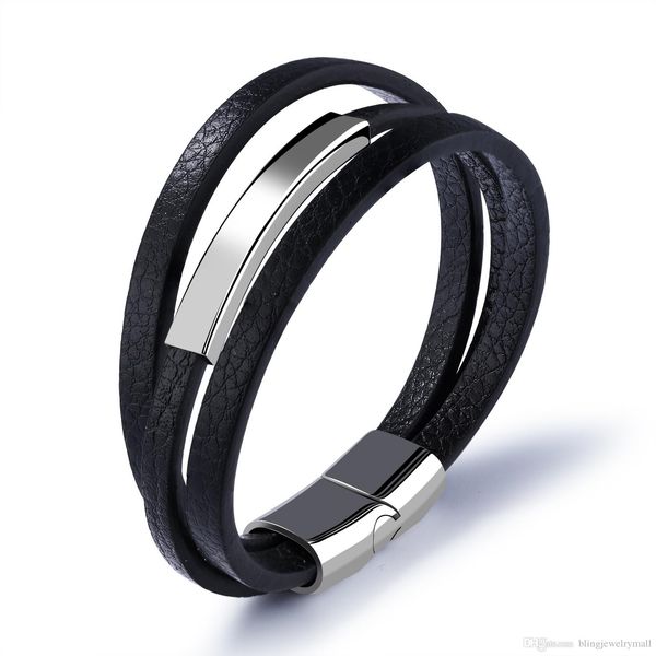 casual there layer genuine leather man bracelets simple design with magnet buckle men handmade wrap jewelry gift ph1132, Black
casual there layer genuine leather man bracelets simple design with magnet buckle men handmade wrap jewelry gift ph1132, Black