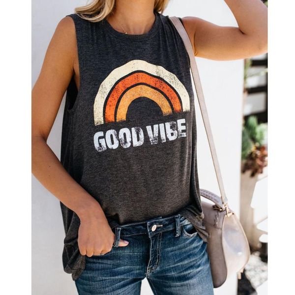 good vibes tank women harajuku clothing street style polyester cartoon casual girls plus size streetwear, White
good vibes tank women harajuku clothing street style polyester cartoon casual girls plus size streetwear, White