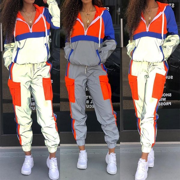 2020 spring reflective tracksuit for womens outfits streetwear two piece set zipped hooded and pants sweat suits matching, White
2020 spring reflective tracksuit for womens outfits streetwear two piece set zipped hooded and pants sweat suits matching, White