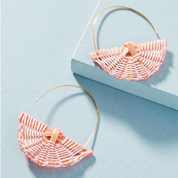 summer beach women lightweight rattan woven fan shape pendant hook earrings, Silver
summer beach women lightweight rattan woven fan shape pendant hook earrings, Silver
